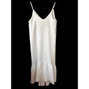 Terzo Millennio Women’s White 100% Linen Sleeveless Maxi Dress Made in Italy S